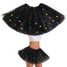 Saia de tutu LED POHKUIA Light Up Black Tule para mulheres