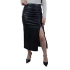 Saia Feminina Lado Avesso Long Midi Preta - L12465