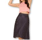 saia feminina midi plissada estampa poa estilo feminino