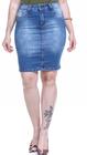 Saia Jeans Feminina Modelo Secretária ref6012 - Azul Claro