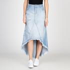 Saia Jeans Midi Assimétrica Destroyed