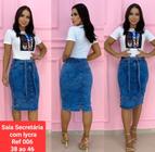 Saia Jeans Secretaria Moda Evangélica Modelos Variados Com Lycra