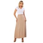 Saia Longa Moda Evangélica Viscolinho Lisa Com Ziper Lateral