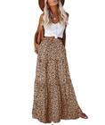 Saia maxi EARKOHA casual de cintura alta com estampa Paisley Coffee L