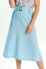 Saia midi com bolsos e cinto AZUL M