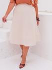 Saia Midi De Linho Plus Size Elegante