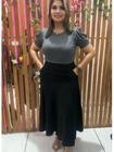 Saia Midi Feminina Alfaiataria Evase Sensorial Com Bolso Elegante