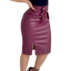 Saia Midi material sintético Com Fenda e Laço Removível