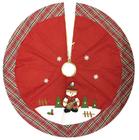 Saia para Árvore de Natal Decorada Premium Vermelho e Xadrez Boneco de Neve 110cm - Master Christmas