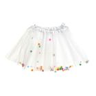 Saia Tutu Tule Infantil Carnaval Branco Bolinhas Colorida