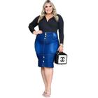 Saia Plus Size Longa Floral Azul - zuya  Moda Feminina Plus Size com  Essência e Consciência