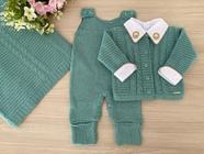 Saída de maternidade de menino em tricot 4 peças urso principe