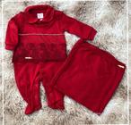Saída de maternidade Feminina vermelho luxo- macacão e manta - kit maternidade menina