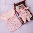 Saída de Maternidade Inverno Charmosinha Floral Salmão com Porta Bebê