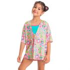 Saída de Praia Kimono Infantil Feminina com Proteção UV Rosa Panda Quimby