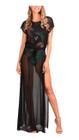 Saída De Praia Longa Fenda Tule Vestido Elegante Piscina