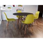 Sala de Jantar Mesa Eames Eiffel Preta 90cm com 4 Cadeiras Amarelas - Up Home