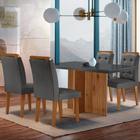 Sala de Jantar Mesa Olímpia 120CM MDF Vidro Canto Reto com 4 Cadeiras Carol Moderna