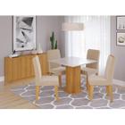 Sala de Jantar Sophia Tampo Mdf/vidro 0,95cm com 4 Cadeiras Tais com Moldura Nature/Off White/Nude - Cimol