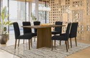 Sala Jantar Anitta Imbuia 160x90cm com 6 Cadeiras Caroline - New Ceval
