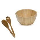 Saladeira De Bambu Com 19Cm Acompanha Pegadores - Ecologica