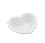 Saladeira De Porcelana Bon Gourmet Coração Beads Branco 21cm