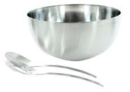 Saladeira Inox com Pegadores 03 Peças 24CM - Wincy Casa