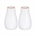 Saleiro/pimenteiro de porcelana royal branco com borda dourada 2 pçs