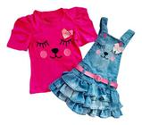 Salopete Jeans Infantil Blusa Menina Blogueira Infantil