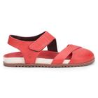 Sandália  Astrid com tiras autocolantes Traseiro e Frente Trançada  Couro Tomate