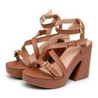 Sandália Casual Feminino Tiras Fivela Elegante Salto Plataforma Confortável