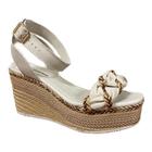 Sandália Fem Anabela Bottero Couro Napoli Off White 344421-8