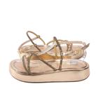 Sandalia Fem. Flat Metalizado Bronze/Dourado