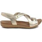 Sandália Fem Usaflex Couro Elástico Dourado R1804086