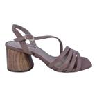 Sandália Feminina Casual Em Couro Salto Bloco Scarpetti 378-4805 Marrom