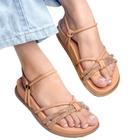 sandália feminina casual papete plataforma strass