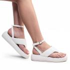 Sandália Feminina De Amarrar Plataforma Sola Flatform Branca