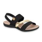 Sandalia feminina modare elastico/napa preto/dourado ref: 7125.233