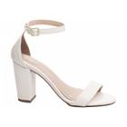 Sandália Feminina Off White Salto Grosso 8,5cm 8060B