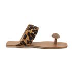 Sandália Feminina Rasteira Tiras Brilhos Laço Animal Print