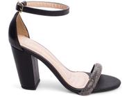 Sandália Feminina Salto Alto Grosso Detalhe Manta Strass 9cm EMILY ONLINE