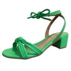 Sandália feminina Salto Bloco elegante tiras de amarrar 064-07