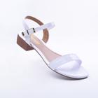 Sandália Feminina Salto Bloco Saltinho de 3cm de Altura Antiderrapante Cor Branco