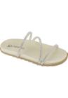 Sandália Feminina Slide Strass Papete Rasteira Flatform Off White