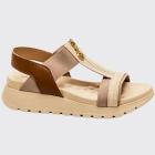 Sandália Feminina Ultra Conforto Ziper Dourado Modare 7198 103 Cor Creme