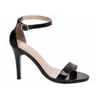 Sandália Feminina Verniz Preto Salto Fino 9,5cm 7060A