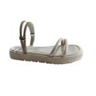 Sandalia feminina via uno flatform tiras e strass 848005