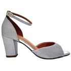 Sandália Feminina Vizzano Glitter Salto Grosso Prata - 6262