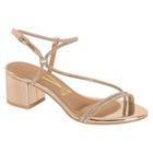 Sandália Feminina Vizzano Salto Bloco Strass Ouro Rosado - 6291.1175