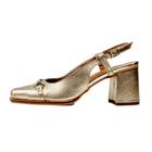 Sandália Feminino Scarpin Slingback Salto Bloco Bico Redondo